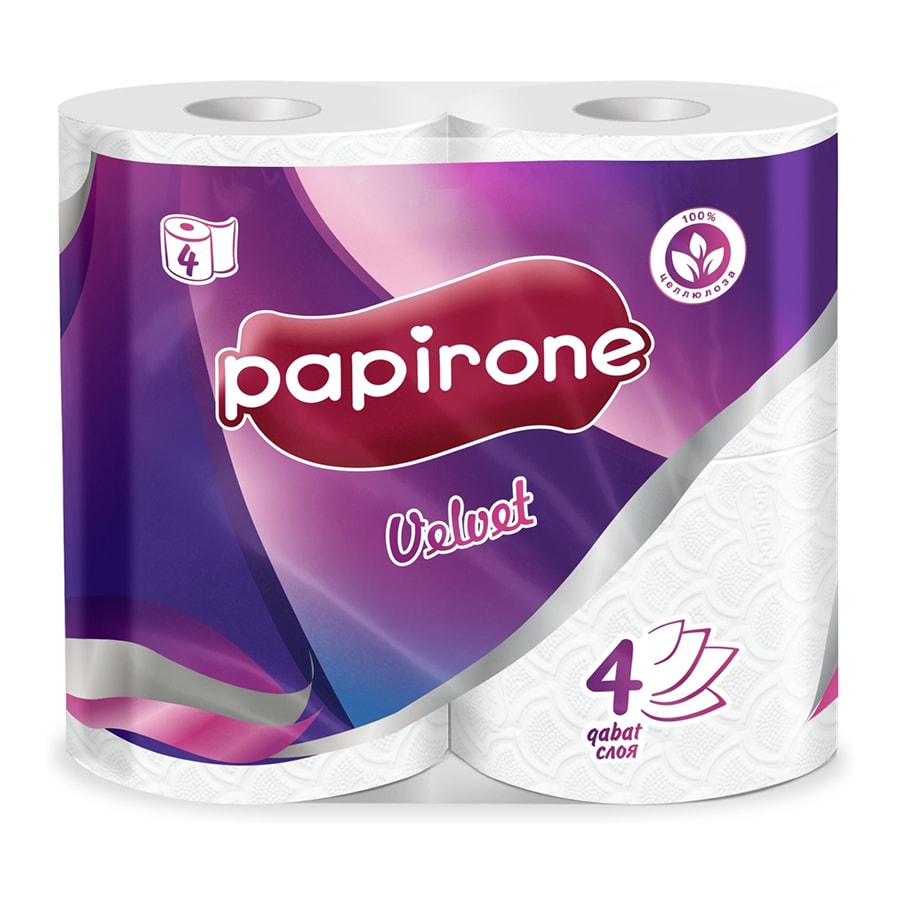 PAPIRONE туалетная бумага 4-слойный 4 шт, первичная целлюлоза